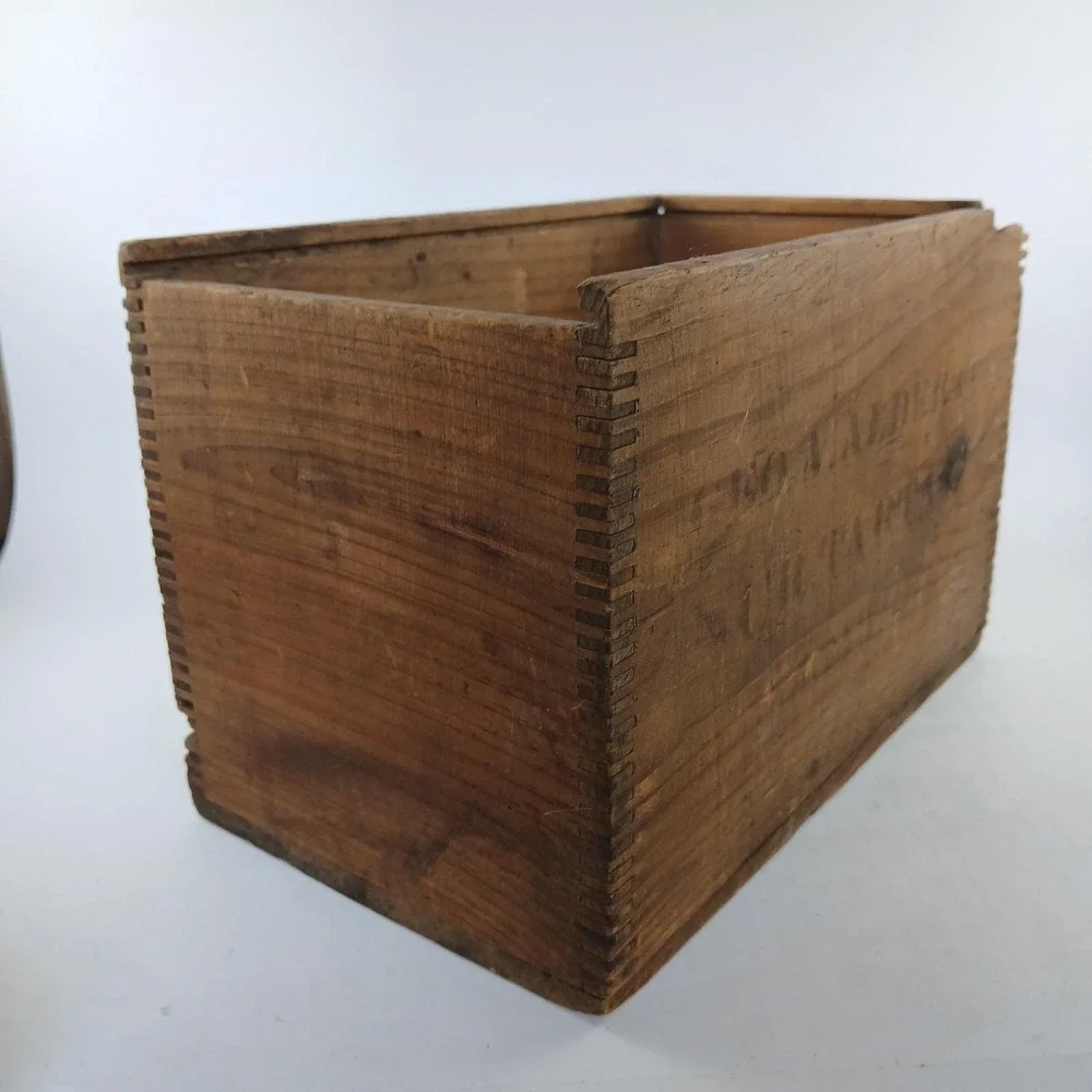 Vintage Tongue And Grove Wood Storage File Box Cottagecore Decor